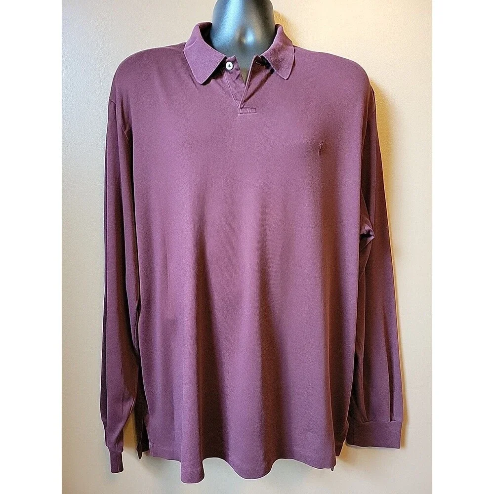 Polo By Ralph Lauren Men's Maroon Long Sleeved Collared Shirt | Size X-Large